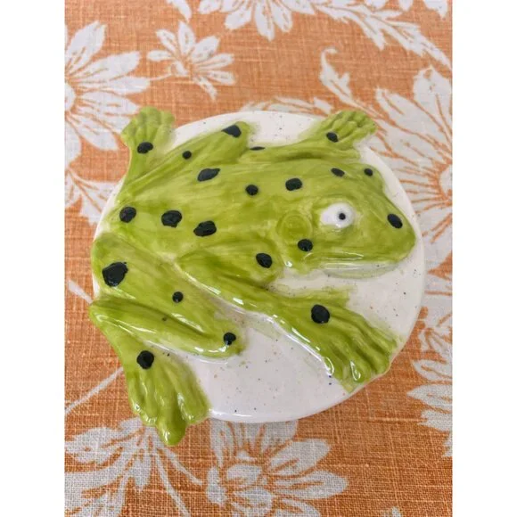 Vintage 1970s Retro Ceramic Frog Trinket Box With Lid - Picture 8 of 11